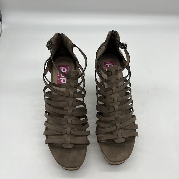Pop Women Platform Wedge Shoes Zipup Brown Size 10M - Picture 2 of 8
